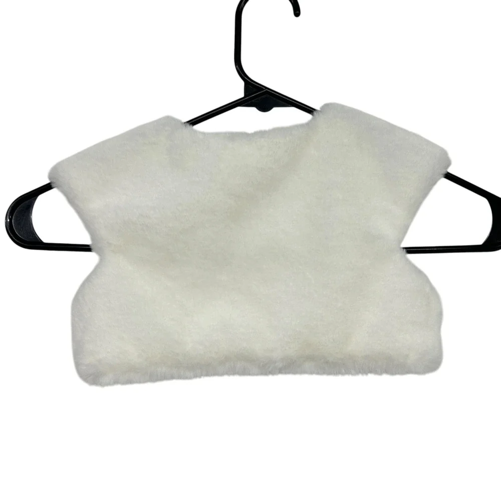 Girls Faux Fur Bolero Shrug 2T White Flower Girl Wedding Holiday Formal Princess
